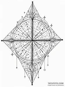 Sewing needle stitching stars into the fabric... - эскиз тату (№1751930232_0, 07.07.2025 23:17) — Tatufoto.com