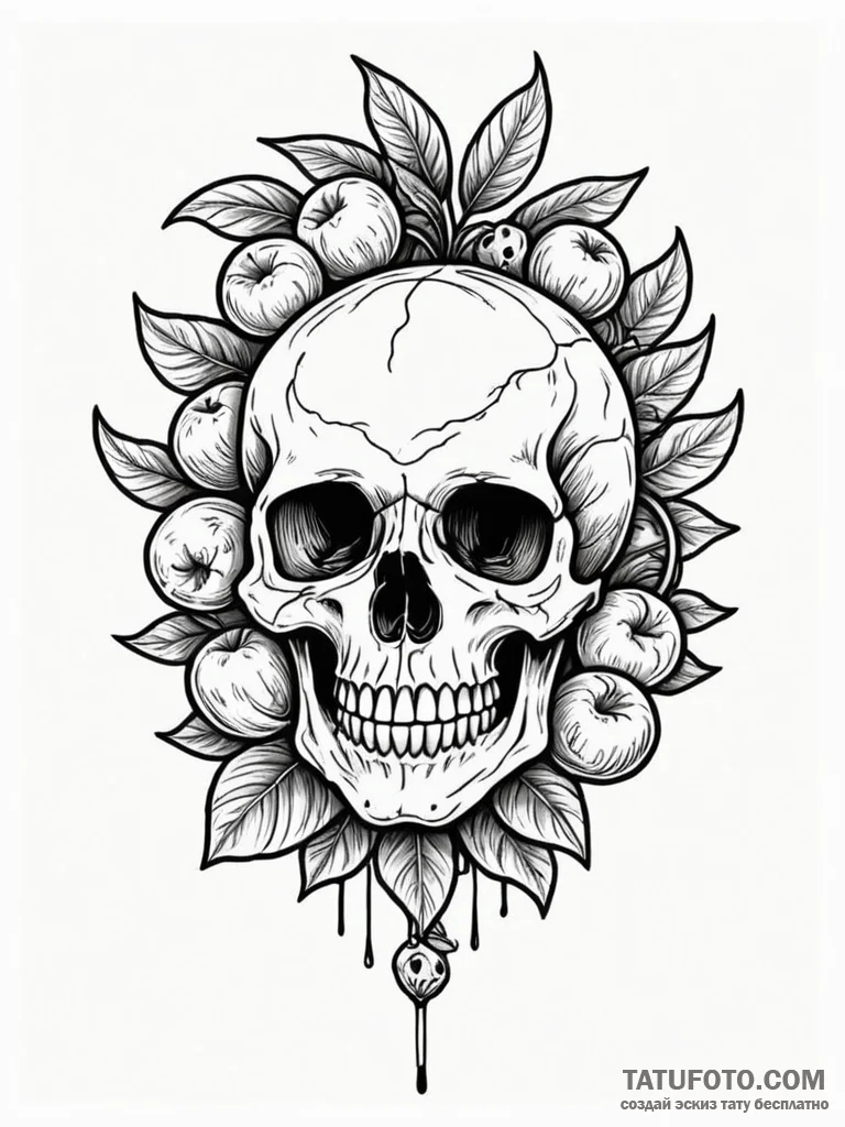 Desert tree bearing skull fruit, tattoo drawi… — эскиз тату (№1751930495_0, 07.07.2025 23:21) — Tatufoto.com