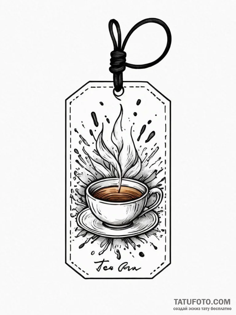 Tea bag tag with a short message, tattoo sket… — эскиз тату (№1751930930_0, 07.07.2025 23:28) — Tatufoto.com