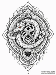 Iron serpent devouring runes, tattoo sketch d... - эскиз тату (№1751931184_0, 07.07.2025 23:33) — Tatufoto.com