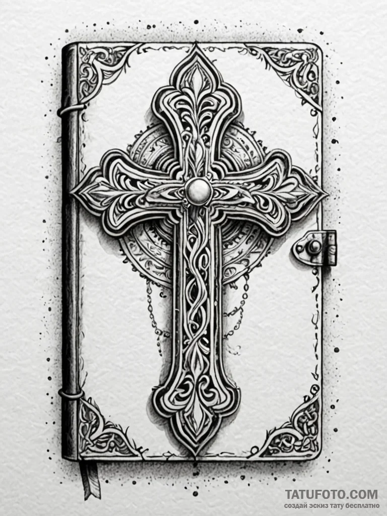 Worn leather book locked with a metal clasp,… — эскиз тату (№1751931353_0, 07.07.2025 23:35) — Tatufoto.com