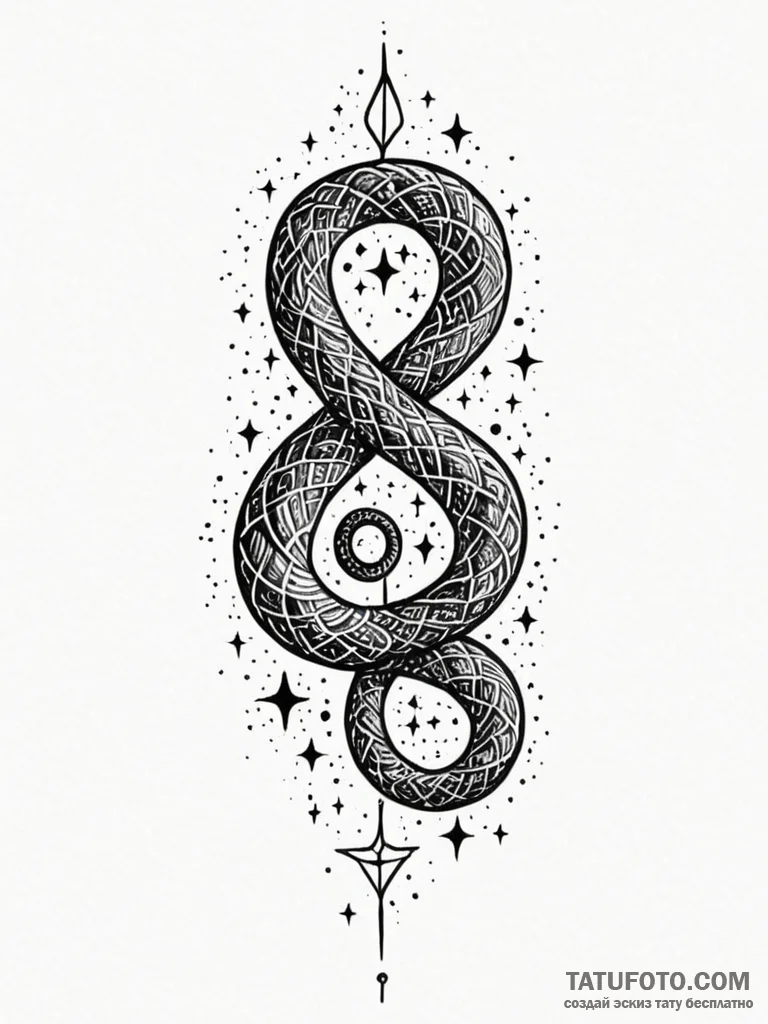 Nebula serpent weaving through stars, concept... - эскиз тату (№1751931606_0, 07.07.2025 23:40) — Tatufoto.com