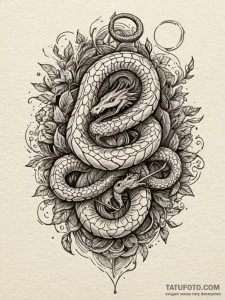 Serpent's head splitting into two (amphisbaen... - эскиз тату (№1751931775_0, 07.07.2025 23:42) — Tatufoto.com