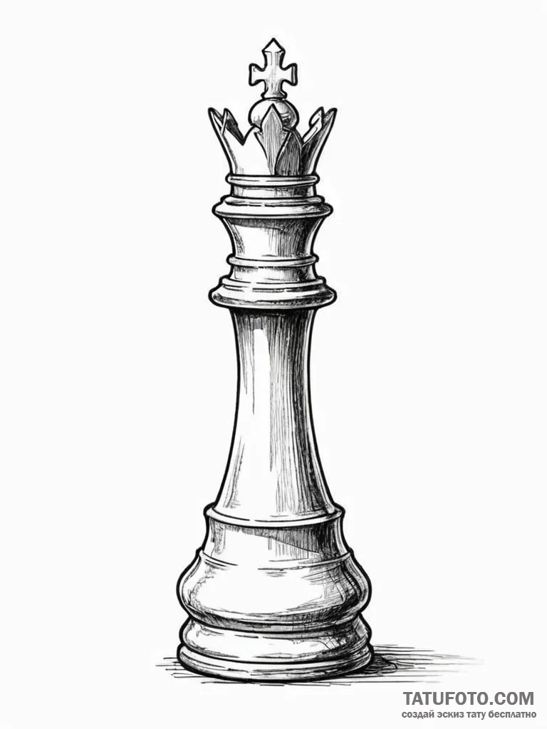 A single chess piece (e.g., the queen) - эскиз тату (№1751932028_0, 07.07.2025 23:47) — Tatufoto.com