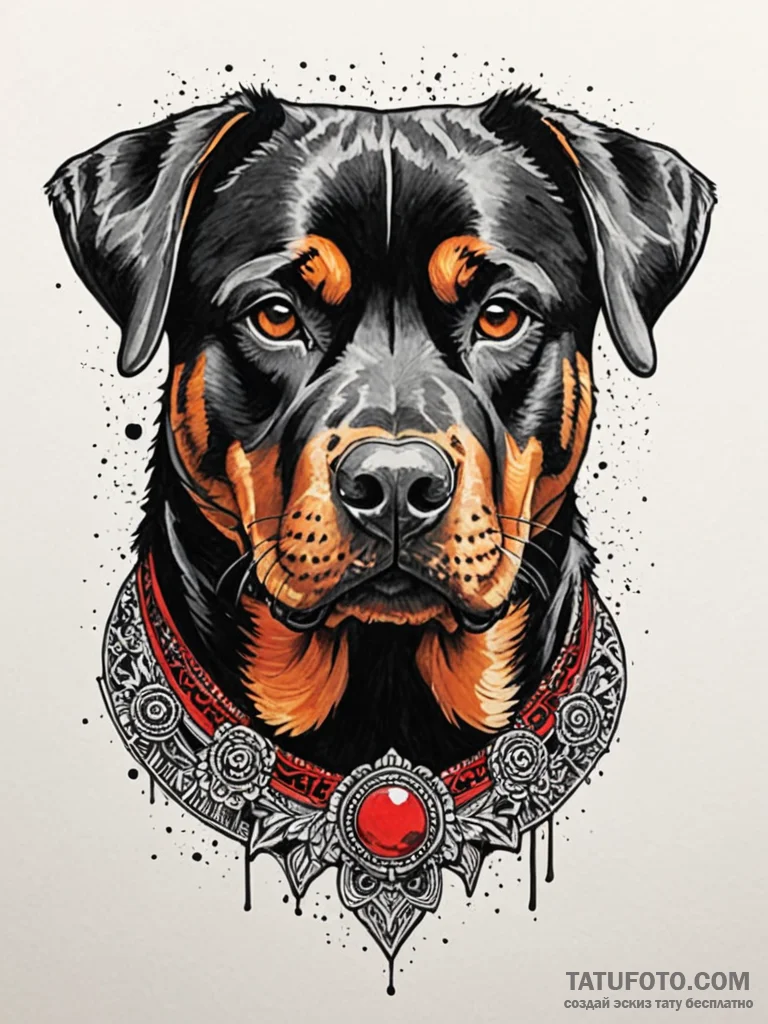 Rottweiler, artistic tattoo sketch, on a clea... - эскиз тату (№1751932111_0, 07.07.2025 23:48) — Tatufoto.com