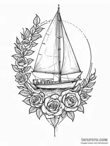 Jib sail, full of wind, on a sailboat, tattoo... - эскиз тату (№1751932280_0, 07.07.2025 23:51) — Tatufoto.com
