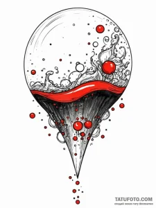 A whimsical bubble floating in a glass, fizzy... - эскиз тату (№1751932364_0, 07.07.2025 23:52) — Tatufoto.com