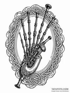 A detailed bagpipe instrument, celtic culture... - эскиз тату (№1751932533_0, 07.07.2025 23:55) — Tatufoto.com