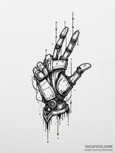 Johnny silverhand's robotic arm from cyberpun... - эскиз тату (№1751932617_0, 07.07.2025 23:56) — Tatufoto.com