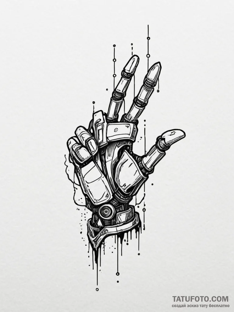 Johnny silverhand's robotic arm from cyberpun... - эскиз тату (№1751932617_0, 07.07.2025 23:56) — Tatufoto.com