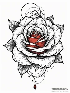Atomic rose floating in zero gravity, ink ill... - эскиз тату (№1751932786_0, 07.07.2025 23:59) — Tatufoto.com