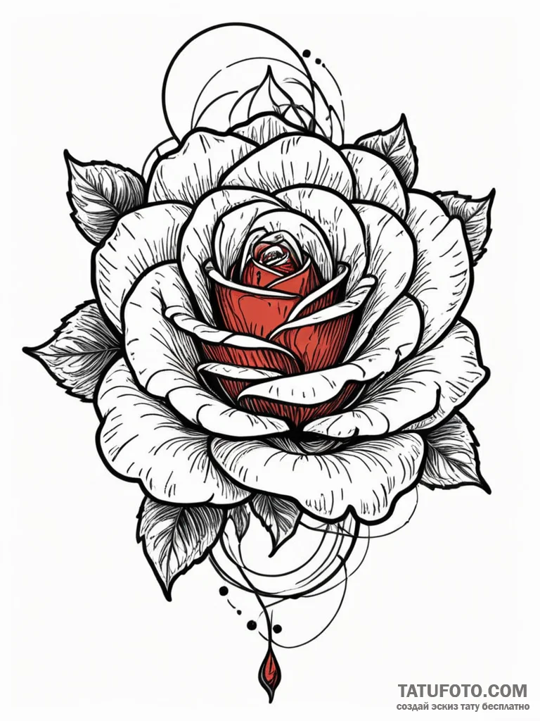 Atomic rose floating in zero gravity, ink ill... - эскиз тату (№1751932786_0, 07.07.2025 23:59) — Tatufoto.com