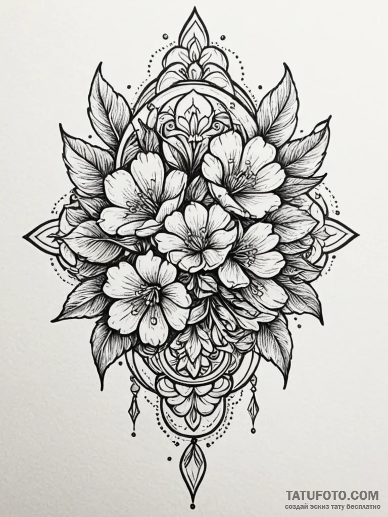 Key within spectral bloom, tattoo drawing out… — эскиз тату (№1751933295_0, 08.07.2025 00:08) — Tatufoto.com