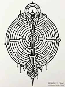 Labyrinth key bound in roots, artistic tattoo... - эскиз тату (№1751933887_0, 08.07.2025 00:18) — Tatufoto.com