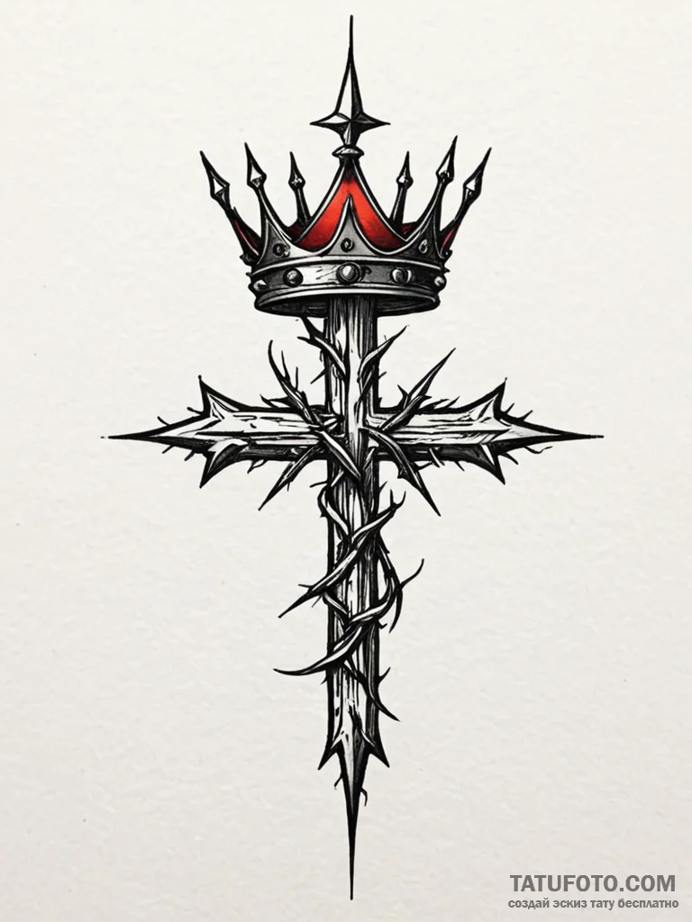 Glowing crown pierced by thorns, artistic tat... - эскиз тату (№1751933972_0, 08.07.2025 00:19) — Tatufoto.com