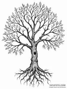 Black root tree with hollow trunk, tattoo dra... - эскиз тату (№1751934056_0, 08.07.2025 00:20) — Tatufoto.com