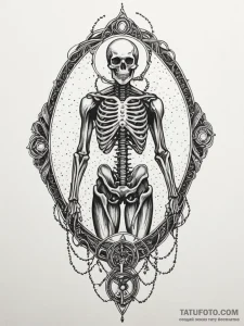 Astral chains binding skeletal figure, tattoo... - эскиз тату (№1751934394_0, 08.07.2025 00:26) — Tatufoto.com