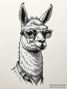 Llama wearing futuristic sunglasses, tattoo d... - эскиз тату (№1751934480_0, 08.07.2025 00:28) — Tatufoto.com