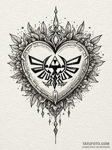 Zelda heart container, pixelated, tattoo line... - эскиз тату (№1751934564_0, 08.07.2025 00:29) — Tatufoto.com