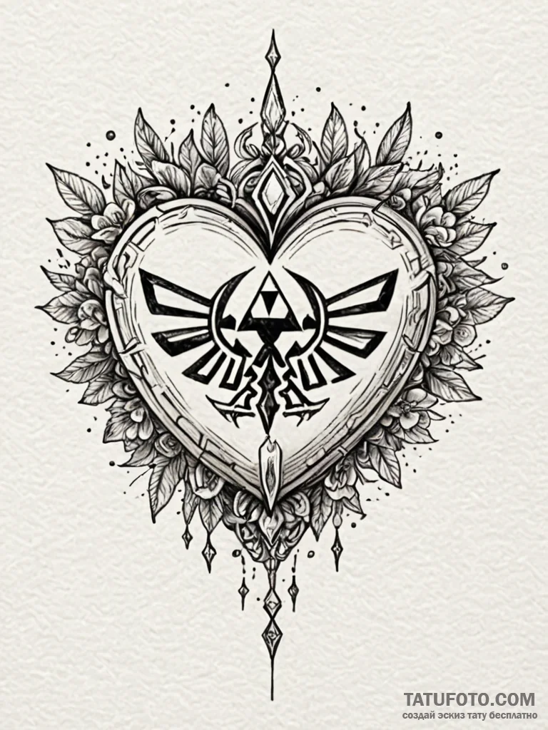 Zelda heart container, pixelated, tattoo line... - эскиз тату (№1751934564_0, 08.07.2025 00:29) — Tatufoto.com