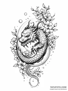 Branch of cherry blossoms with a single, perf... - эскиз тату (№1751934732_0, 08.07.2025 00:32) — Tatufoto.com