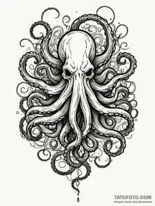 Kraken tendrils beneath spectral bloom, conce... - эскиз тату (№1751935238_0, 08.07.2025 00:40) — Tatufoto.com