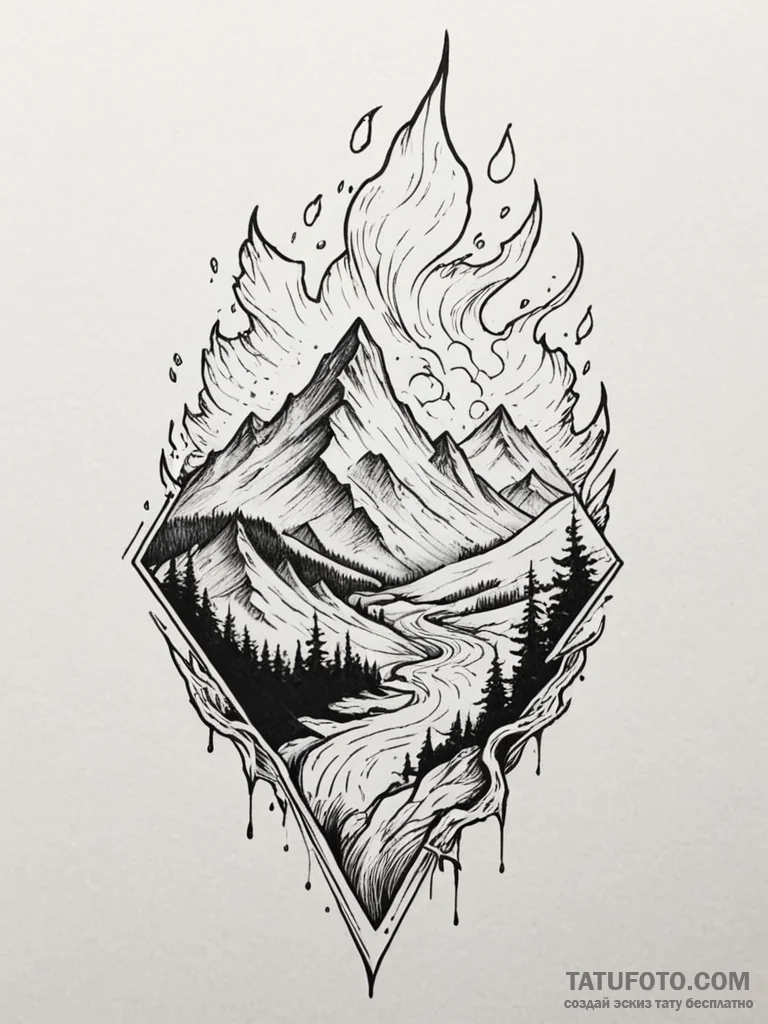 Jagged relic beneath spectral storm, concept... - эскиз тату (№1751935742_0, 08.07.2025 00:49) — Tatufoto.com