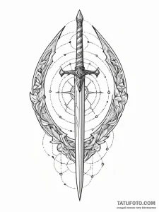 Dagger piercing celestial gate, tattoo line a... - эскиз тату (№1751936249_0, 08.07.2025 00:57) — Tatufoto.com