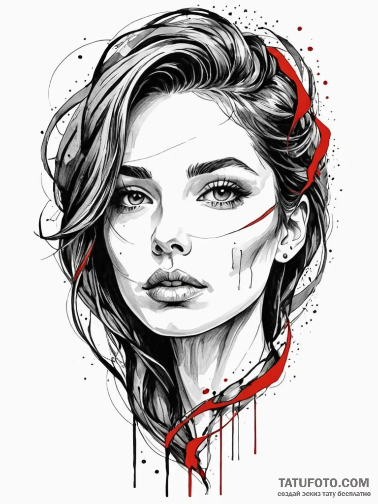 Needle piercing spectral veil, ink illustrati... - эскиз тату (№1751936502_0, 08.07.2025 01:01) — Tatufoto.com