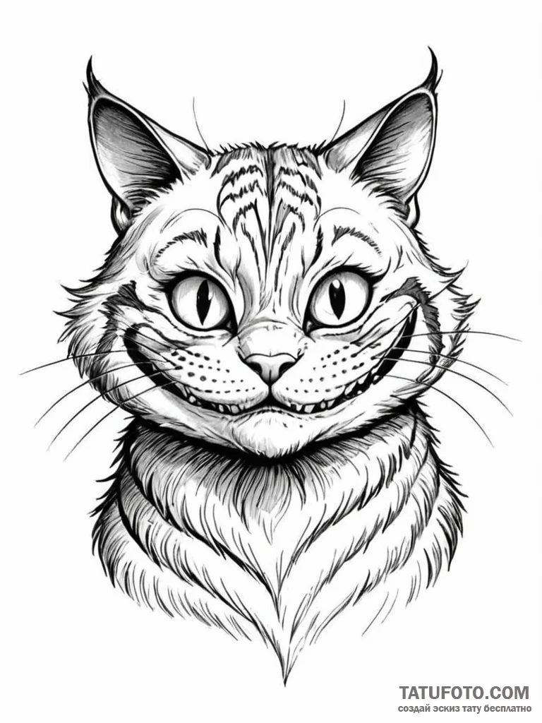 Cheshire cat - эскиз тату (№1751936923_0, 08.07.2025 01:08) — Tatufoto.com