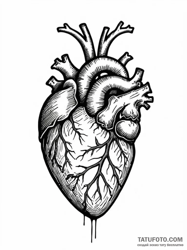 Anatomical heart - эскиз тату (№1751937342_0, 08.07.2025 01:15) — Tatufoto.com