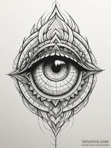 Dragon eye burning through void, tattoo line... - эскиз тату (№1751937426_0, 08.07.2025 01:17) — Tatufoto.com