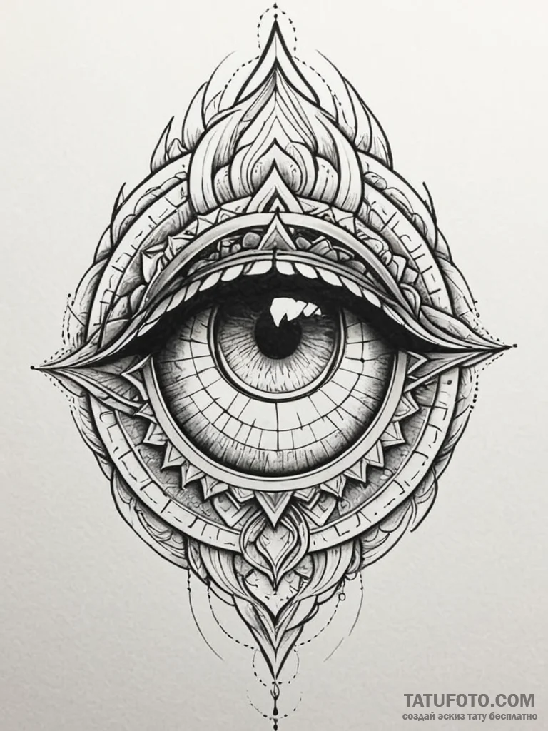 Dragon eye burning through void, tattoo line... - эскиз тату (№1751937426_0, 08.07.2025 01:17) — Tatufoto.com