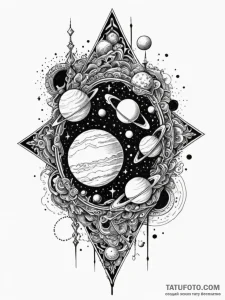 Planets, tattoo line art, highly detailed, in... - эскиз тату (№1751937511_0, 08.07.2025 01:18) — Tatufoto.com