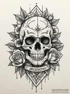 Etched mask frozen in time, artistic tattoo s... - эскиз тату (№1751937803_0, 08.07.2025 01:23) — Tatufoto.com