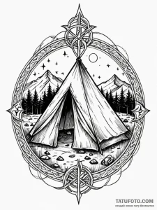Orcish tent encircled by runes, tattoo drawin... - эскиз тату (№1751937887_0, 08.07.2025 01:24) — Tatufoto.com