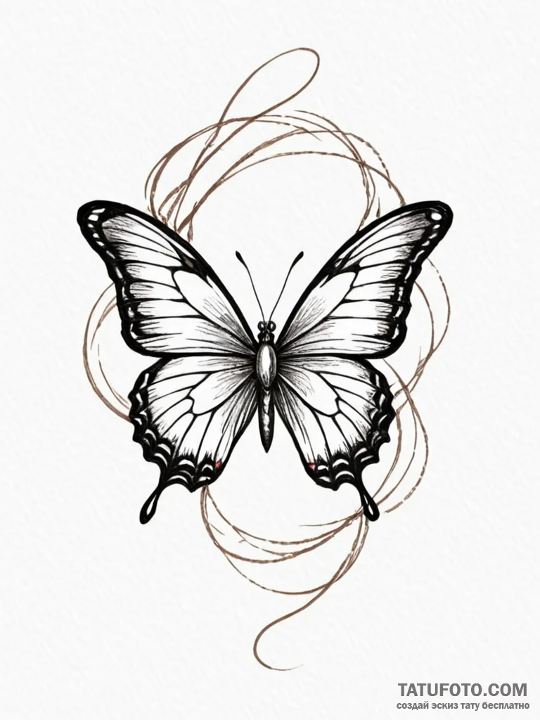 Angelic butterfly leaving light trail, tattoo... - эскиз тату (№1751938224_0, 08.07.2025 01:30) — Tatufoto.com