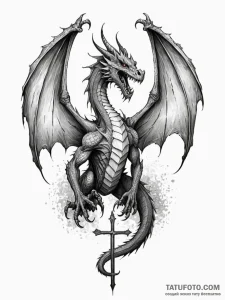 Ashen dragon with cracked wings, concept art... - эскиз тату (№1751938731_0, 08.07.2025 01:38) — Tatufoto.com