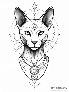 Bastet silhouette filled with a star map, ink... - эскиз тату (№1751938815_0, 08.07.2025 01:40) — Tatufoto.com