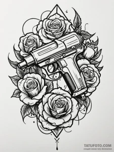 Retro-futuristic ray gun, tattoo flash sheet... - эскиз тату (№1751938900_0, 08.07.2025 01:41) — Tatufoto.com
