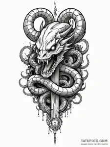 Serpent helm devouring relic, concept art for... - эскиз тату (№1751938984_0, 08.07.2025 01:43) — Tatufoto.com