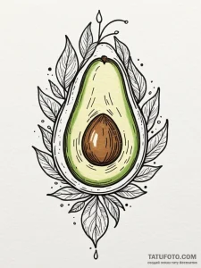 Avocado stone with a tiny, growing sprout, ta... - эскиз тату (№1751939069_0, 08.07.2025 01:44) — Tatufoto.com