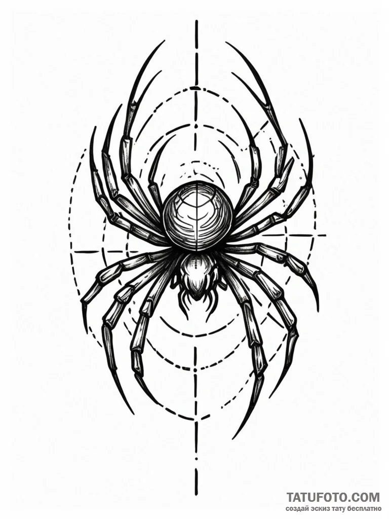 Spider, tattoo sketch design, professional ar... - эскиз тату (№1751939153_0, 08.07.2025 01:45) — Tatufoto.com