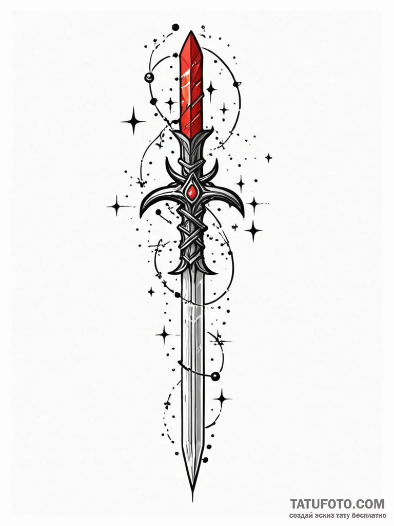 Dagger through burning constellation, artisti… — эскиз тату (№1751939406_0, 08.07.2025 01:50) — Tatufoto.com