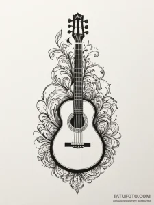 Lute made of polished, pale wood and silver s... - эскиз тату (№1751939742_0, 08.07.2025 01:55) — Tatufoto.com