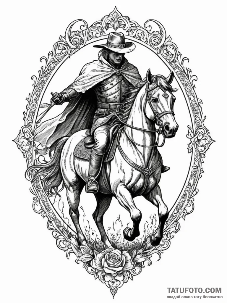 Headless horseman, tattoo drawing outline, sk... - эскиз тату (№1751939995_0, 08.07.2025 01:59) — Tatufoto.com