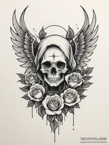 Ethereal wings tearing veil, ink illustration... - эскиз тату (№1751940164_0, 08.07.2025 02:02) — Tatufoto.com