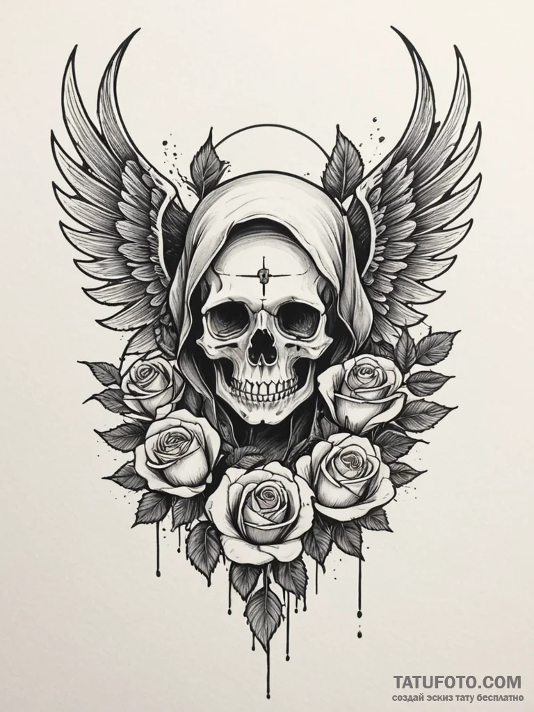 Ethereal wings tearing veil, ink illustration... - эскиз тату (№1751940164_0, 08.07.2025 02:02) — Tatufoto.com