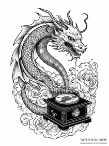 Decaying gramophone playing a silent tune, in... - эскиз тату (№1751940417_0, 08.07.2025 02:06) — Tatufoto.com