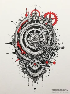Artificer's hand assembling a complex, clockw... - эскиз тату (№1751940586_0, 08.07.2025 02:09) — Tatufoto.com